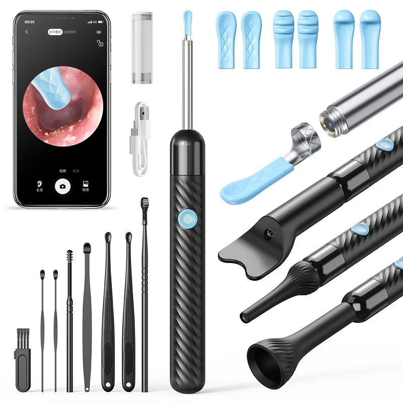 Wireless Ear Wax Removal with Camera Rechargeable Ear Cleaner 8 Megapixels Check Camera with Ear Spoon Set Canal Clean