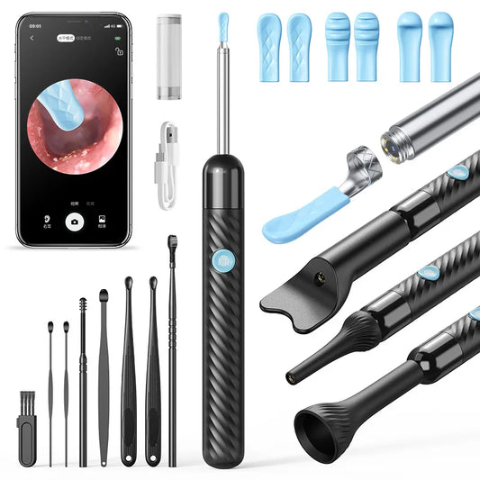 Wireless Ear Wax Removal with Camera Rechargeable Ear Cleaner 8 Megapixels Check Camera with Ear Spoon Set Canal Clean
